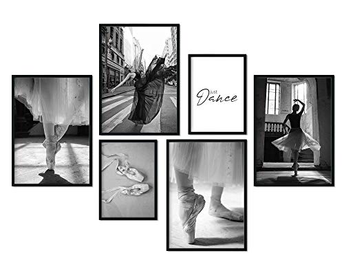 Premium Poster Set | Deko Bilder Wohnzimmer Modern | Schlafzimmer Bild für die Wand | (Ballerina, A3 | A4 in Holzrahmen (schwarz)) von bilderreich
