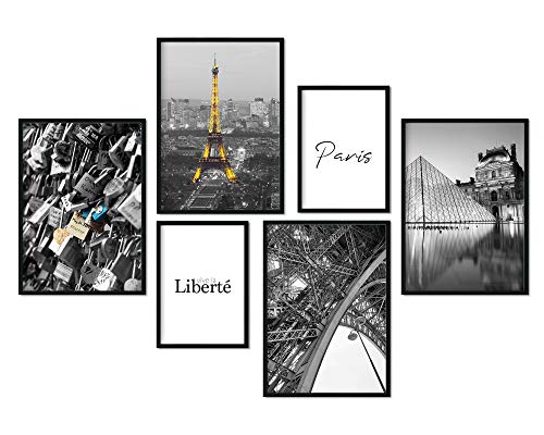 Premium Poster Set | Deko Bilder Wohnzimmer Modern | Schlafzimmer Bild für die Wand | (Paris-Love, A4 | A5) von bilderreich
