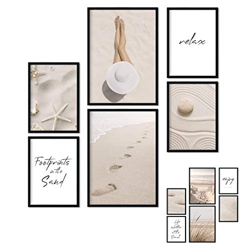 Poster 6er Set Beidseitige Bilder - Stilvolle Home Deko für Schlafzimmer und Wohnzimmer | Poster Vintage Set Traumfänger Boho A3 | A4 (Sand Beige, A4 | A5) von bilderreich