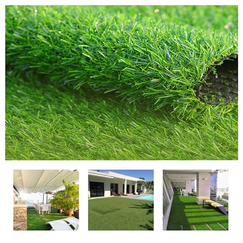 bimiti Kunstrasenteppich 2x3m, Kunstrasen 30 mm Höhe, Rasenteppich Meterware Grasteppich Outdoor Teppich Wetterfest Rollrasen Grasmatte für Balkon, Terrasse, Garten, Grün von bimiti