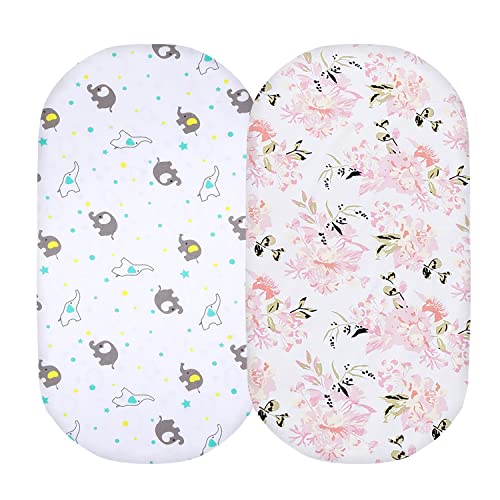 Bimocosy Bettlaken Spannbettlaken für Babybett 2 Pack,Matratzenschoner für Laufgitter, Moseskorb Stubenwagen Baby Spannbetttuch Bezug, Kinderwagen Matratzenbezug für Neugeborenes, 81x41cm,Oeko-Tex 100 von bimocosy