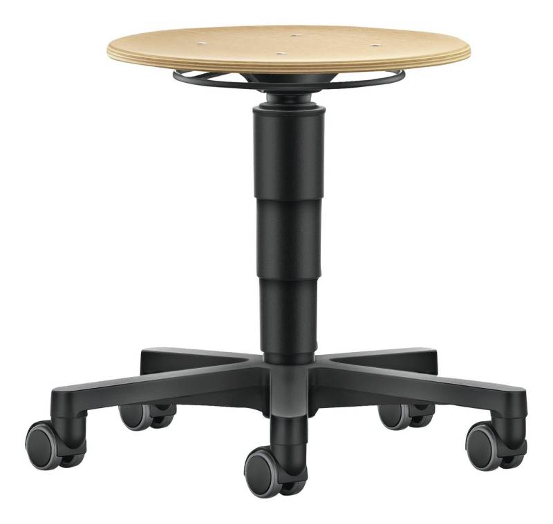 bimos Hocker, Drehhocker Holz Rundsitz Sitzhöhe 450 - 650 mm mit Rollen von bimos