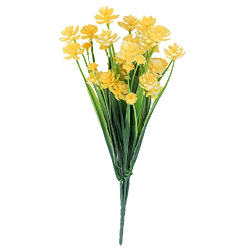 Künstliche Blumen, 4 Stück, Sträucher und grüne Pflanzen, Bionische Blumen für drinnen und draußen, für die Dekoration des Hausgartens, künstliche Bionic Flowers (Gelb) von biniliubi