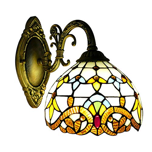 biniliubi Plug In Wandleuchte Britischen Buntglas Modernen Spiegel Wandlampe Barock Nachtwandlampe Gang Sonnenblume Einzelkopf Glaswandleuchte Vintage Korridor Flur Rustikal Lampe Leselicht von biniliubi