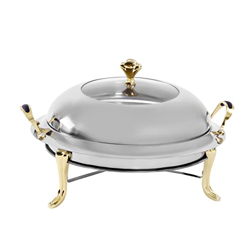 biniliubi Professioneller Chafing Dish Speisenwärmer aus Edelstahl, rund, Catering, Buffet, Besteck, professionell, Behälter, Buffet, Haushalt, Hotel, Esszimmer, Restaurant (Gold) von biniliubi
