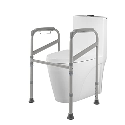 biniliubi Stützklappgriff Wc rutschfeste Toilette Aufstehhilfe Höhenverstellbar WC Aufstehhilfe mit Handlauf Ohne Bohren Rutschfestes Toilettenstützgestell für Seniore Montierte Bad Griffe von biniliubi