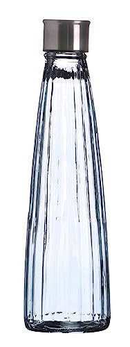 WESTCRAFT farbige Glas-Wasserflaschen, 750 ml, Vintage, luftdicht, für Saft, Getränke, Wasserflasche (6 Pastell-Farben nach Wahl) (Blau-linear) von binoa