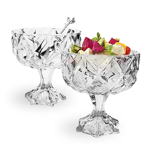 Cocktail Gläser Eiscreme Glas Schale mit Löffel Cocktail Schalen Diamant Dessert Obst Kristall Appetizer Obst Cocktail Pudding Glas Tassen Set von 2 von binsakao