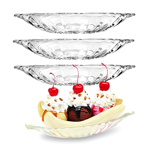 binsakao Banana Split Dish Boat, Eiscreme-Eisschale, Dessertschale, transparent, 4 Stück,180ml von binsakao