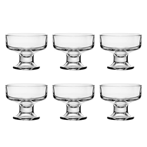 binsakao Glas Eis Schüssel Set, Kleine Glas Dessert Tassen für Trifle Parfait Sundae und Nüsse, Mini Fuß Dessert Tassen, Klarglas Obst Parfait Tassen, Bleifreie Glas Trifle Taster Set von 6 von binsakao