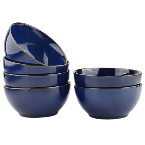 binsakao Müslischalen Keramik Suppenschalen Set 6 Stück 368.5 g Blau Schalen Set für Küche Spülmaschine Mikrowelle geeignet - für Müsli, Suppe, Haferflocken, Eis, Salat, Pasta 13,2 cm von binsakao