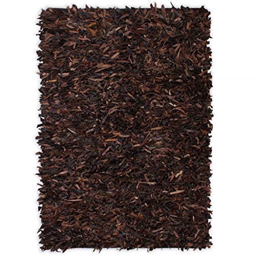 binzhoueushopping Teppich Shaggy Teppich aus echtem Leder 120 x 170 cm (B x L) für Kinderzimmer Braun von binzhoueushopping