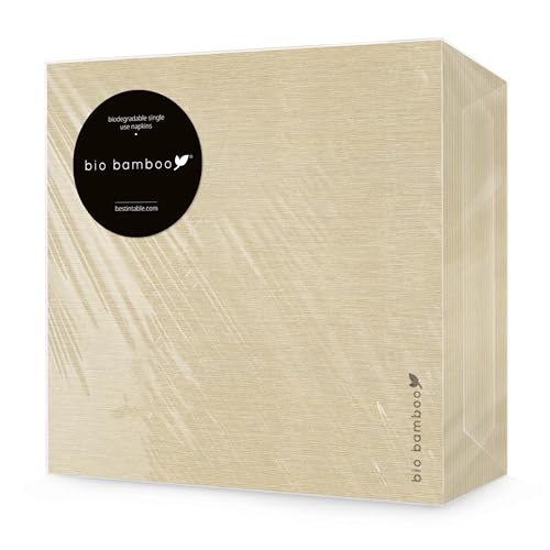 bio bamboo® - Packung 50 Einweg-Servietten 40x40 Taupe aus Bambusfaser, biologisch abbaubar und kompostierbar von bio bamboo