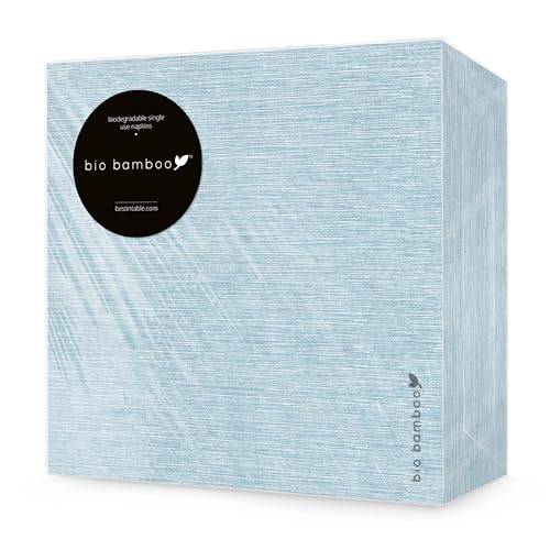 bio bamboo® - Packung mit 50 Einweg-Servietten 40x40 blau aus Bambusfaser, biologisch abbaubar und kompostierbar von bio bamboo