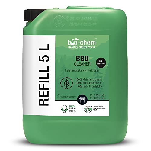 bio-chem BBQ-Cleaner Grillreiniger 5 Liter Kanister - Effektive Reinigung in Profi-Qualität I Grillrost Pflegespray geruchsneutral & materialschonend für Jede Oberfläche, besonders Aluminium von bio-chem