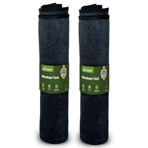 bio-chem | 2X Mikrofasertuch 40x40 cm | Reinigungstuch, Lappen, Putztuch Fenster Tücher, Mikrofasertücher - fusselfrei, saugstark und schonend weich von bio-chem