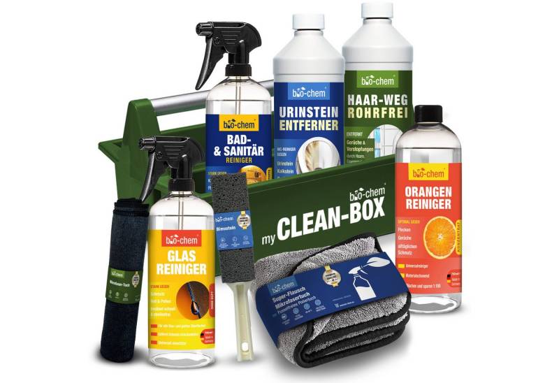 bio-chem Badreiniger Premium Set 9-teilig – komplett & effektiv – bio-chem Badreiniger (Badezimmer Spezialreiniger PREMIUM-SET 9-teilig) von bio-chem