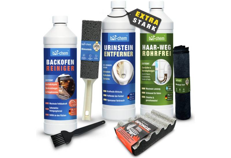 bio-chem Powerreiniger Set 6-teilig – für WC, Abfluss & Ofen – bio-chem Backofenreiniger (Haushalt Spezialreiniger PROFI-SET 6-teilig) von bio-chem