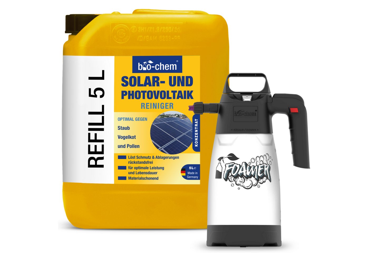 bio-chem Solar- und PV Photovoltaik-Reiniger - 1 L Konzentrat 1:20 verdünnbar Reinigungskonzentrat von bio-chem