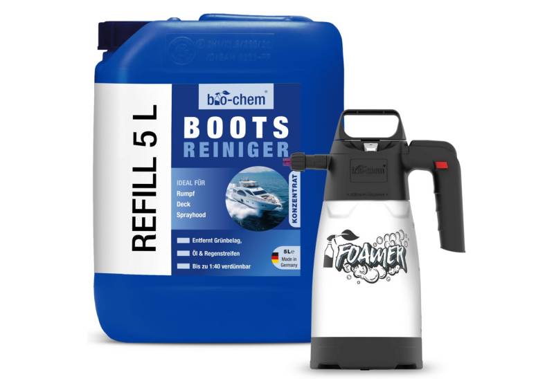 bio-chem bio-chem Bootsreiniger 1L – Starke Reinigung für Boote & Yachten Kunststoffreiniger (Bootsreiniger SET 5 l Kanister + 1.5 l Schaumsprüher) von bio-chem