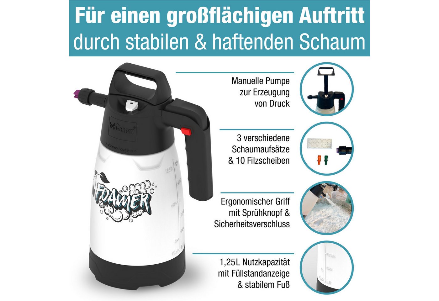 bio-chem bio-chem Bootsreiniger 1L – Starke Reinigung für Boote & Yachten Kunststoffreiniger (Sparpaket, [- Bootsreiniger SET 5 l Kanister + 1.5 l Schaumsprüher Hochkonzentriert – bis zu 40L Reinigungslösung aus 1L) von bio-chem