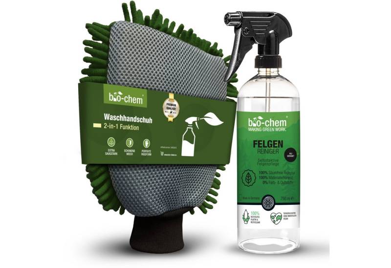 bio-chem bio-chem Felgenreiniger 750 ML – kraftvoll, säurefrei Felgenreiniger (Sparpaket, [- Felgen Reiniger 0.75 l Handsprayflasche + Waschhandschuh Säurefrei & für RDKS geeignet) von bio-chem
