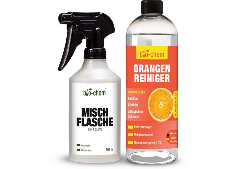 bio-chem bio-chem Orangenreiniger 750ml – Konzentrat mit Orangenschalenextrakt Allzweckreiniger (Orangenreiniger 0.75 l + 0.5 l Handspray-Mischflasche) von bio-chem