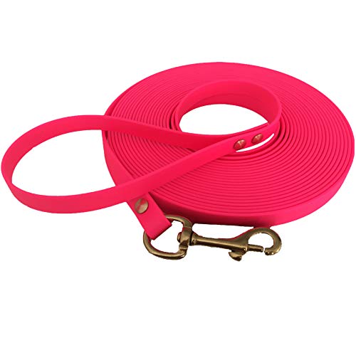 Schleppleine 9mm aus Beta BioThane® 3 Meter lang in Neonpink mit Handschlaufe und Messingkarabiner von bio-leine