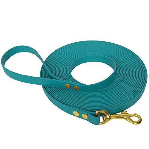 Schleppleine 9mm aus Beta BioThane® 5 Meter lang in Türkis/Petrol mit Handschlaufe und Messingkarabiner von bio-leine