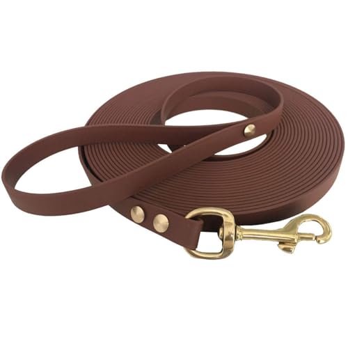 Schleppleine 9mm aus Beta BioThane® 7,5 Meter lang in Rotbraun mit Handschlaufe und Messingkarabiner von bio-leine