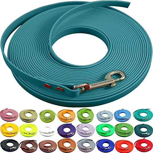 bio-leine Schleppleine 12 mm aus Beta BioThane® 7,5 Meter lang in Apfelgrün ohne Handschlaufe für mittelgroße Hunde, schmutz- und Wasserabweisende Hundeleine von bio-leine