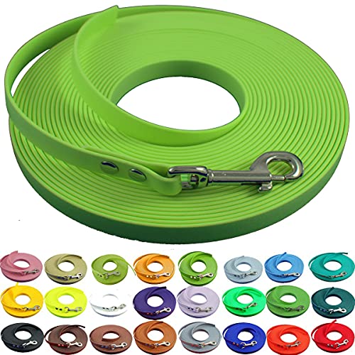 bio-leine leichte 9mm Biothane Schleppleine ohne Handschlaufe - 3 bis 25m I für kleine Hunde, 5m in Apfelgrün I schmutzabweisende & Wasserabweisende Hundeleine Leine von bio-leine