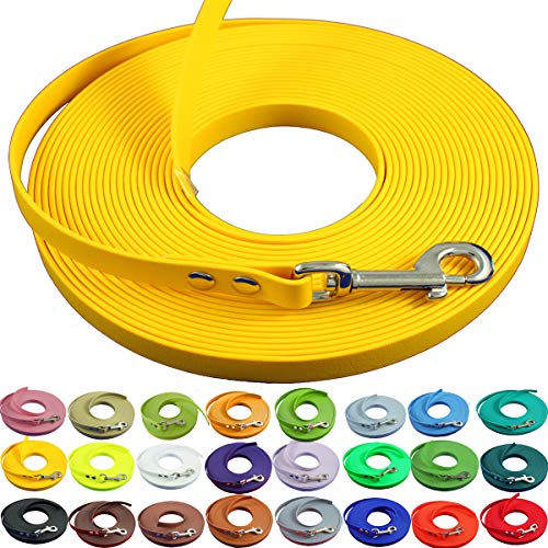 bio-leine leichte 9mm Biothane Schleppleine ohne Handschlaufe - 3 bis 25m I für kleine Hunde, 3m in Gelb I schmutzabweisende & Wasserabweisende Hundeleine Leine von bio-leine