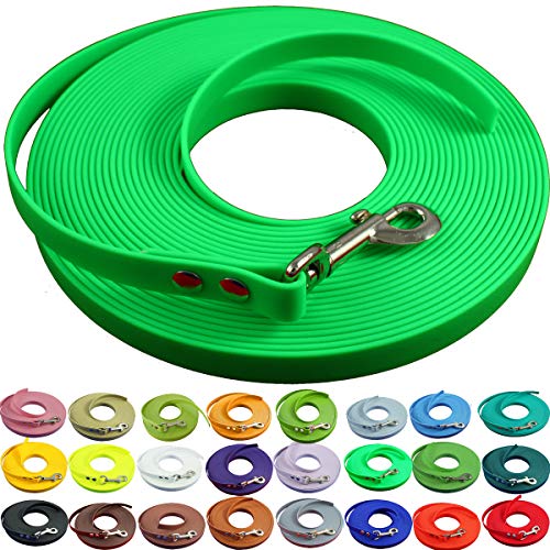 bio-leine leichte 9mm Biothane Schleppleine ohne Handschlaufe - 3 bis 25m I für kleine Hunde, 3m in Neogrün I schmutzabweisende & Wasserabweisende Hundeleine Leine von bio-leine