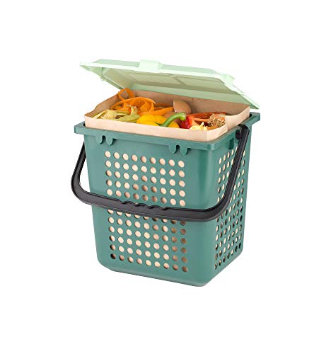 bioMat AirBox Biomülleimer Küche, inkl. 7l Kompostierbare Papierbeutel (80 Tüten), Reduziert Gerüche, Made in Germany von bioMat