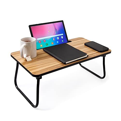 Betttisch mit Tablethalterung von Bioexxe- Frühstückstablett fürs Bett, Multifunktionales Betttablett klappbar, Laptoptisch aus Holz, pflegeleicht Tablett für Bett, Sofa und Boden von bioexxe