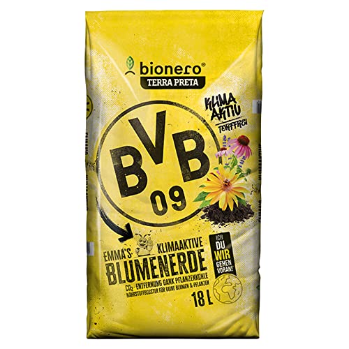 bionero® BVB Emma's Blumenerde 18 l Sack Bio-Blumenerde Terra Preta Schwarzerde Erde von bionero
