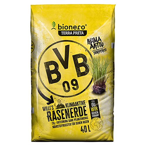 bionero® BVB WILLI'S Rasenerde 40 l Sack Bio-Rasenerde Terra Preta Schwarzerde Erde von bionero