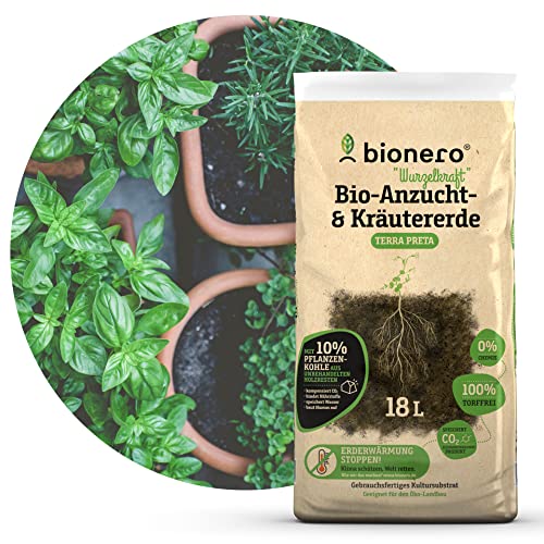 bionero® Bio-Anzucht & Kräutererde “Wurzelkraft” 18 l, klimafreundliche Aussaaterde, Pflanzerde für Gartenpflanzen von bionero