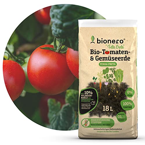 bionero® Bio-Tomaten-& Gemüseerde Fette Ernte 18 l Tomatenerde, torffrei, Gewächshauserde für Gemüsebeet von bionero