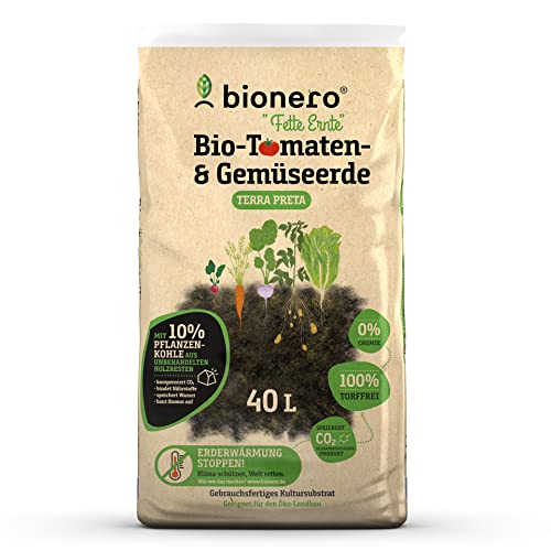 bionero® Bio-Tomaten-& Gemüseerde Fette Ernte 40 l Tomatenerde, torffrei, Gewächshauserde für Gemüsebeet von bionero