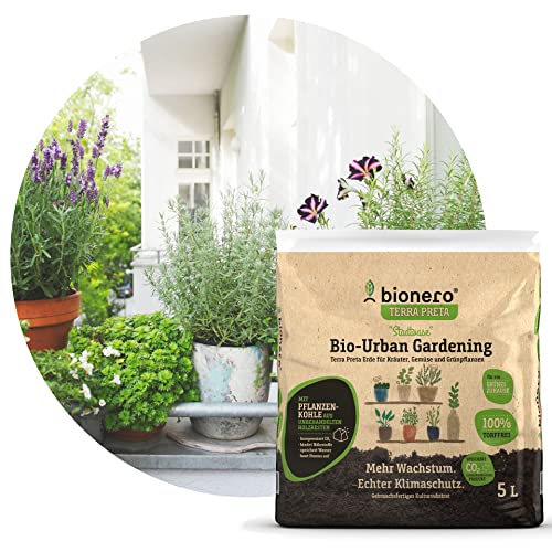 bionero® Bio Urban Gardening Stadtoase 5l Terra Preta Bodenverbesserer Schwarzerde für Kräuteranbau Gemüseanbau Grünpflanzenanbau von bionero