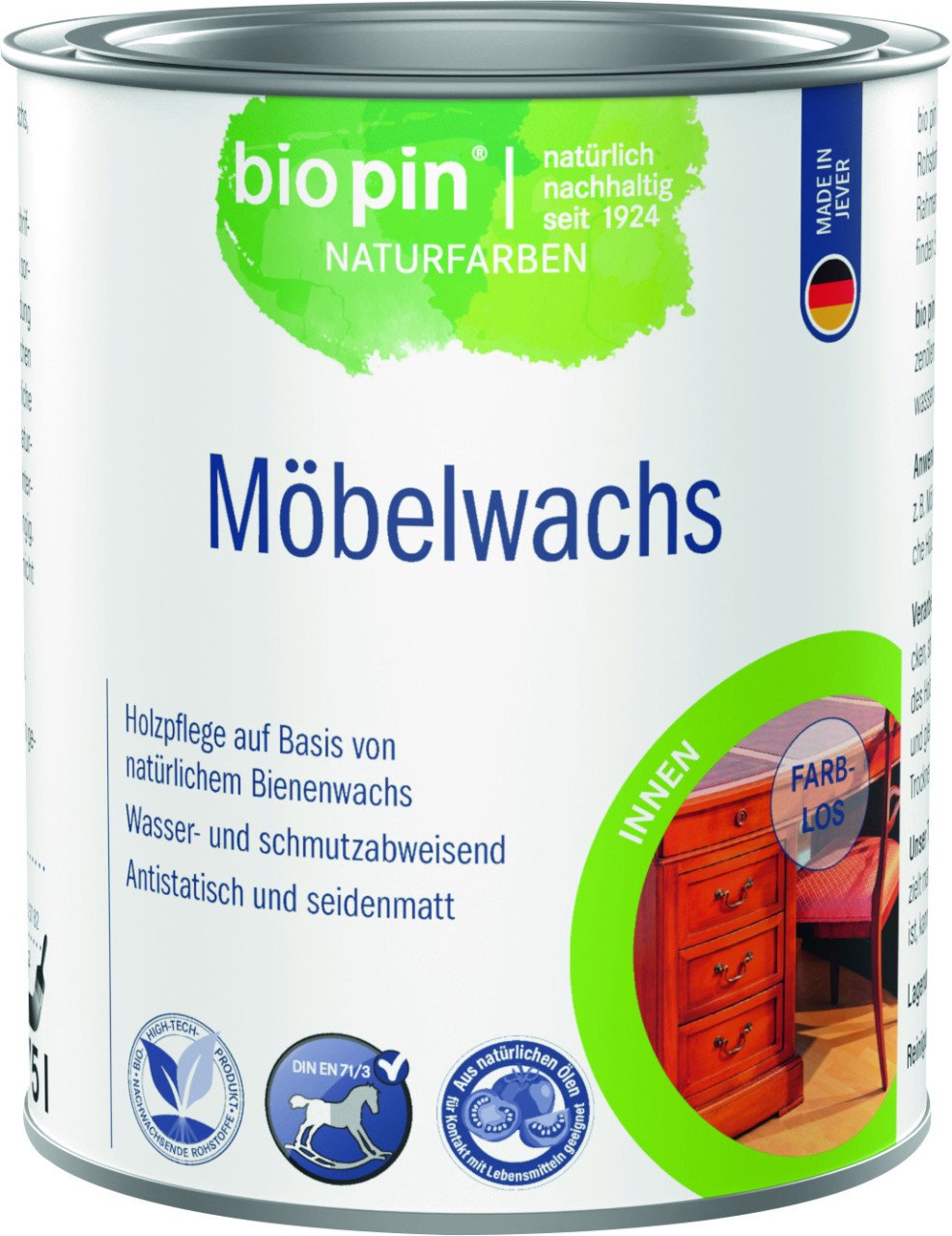Biopin Möbelwachs 750 ml farblos von biopin
