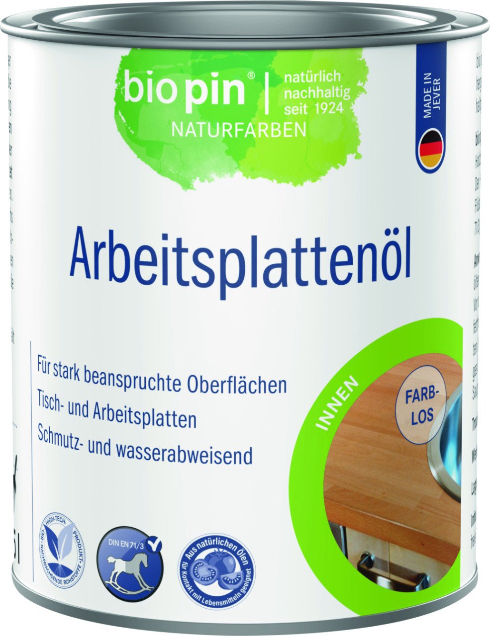 Biopin Naturfarben Arbeitsplattenhartöl 500 ml farblos von biopin