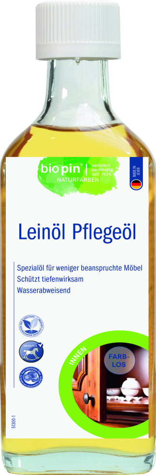 Biopin Naturfarben Leinöl Pflegeöl 250 ml farblos von biopin