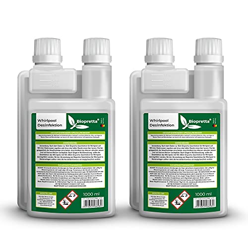 biopretta Reiniger für Whirlpool Set 2 x 1000 ml mit praktischer Dosierhilfe Reinigung und Pflege Ihrer Whirlpools von biopretta