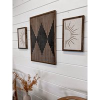 Holz Wandkunst | Sunburst Art Panel Azteken Wanddeko Boho Wandpaneel Holzschild Schild von birchandhome