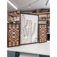 Kaktus Wand Kunst Set | Azteken-Wandbild Wüstenposter Azteken Wandplatte Rustikale Des Südwestens von birchandhome