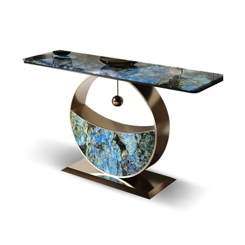 47" moderner Blauer Kunstmarmor-Konsolentisch mit Stahlsockel for den Eingangsbereich 47" moderner Blauer Kunstmarmor-Konsolentisch mit Stahlsockel for den Eingangsbereich von birene