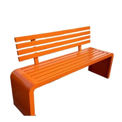 Gartenbank, Parkbank aus korrosionsbeständigem Eisenholz mit Rückenlehne, Außenbank, Garten, öffentliche Freizeitsitze Terrassenbank(Orange,150cm) von birene